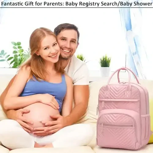 Tenot Diaper Bag Backpack for Women with Changing Pad, Baby Bag with Insulated Pockets Multifunctional Diaper Bags For Baby Girl Boy Waterproof Baby Bags For Boys Girls Maternity Bag Baby Pink - 5