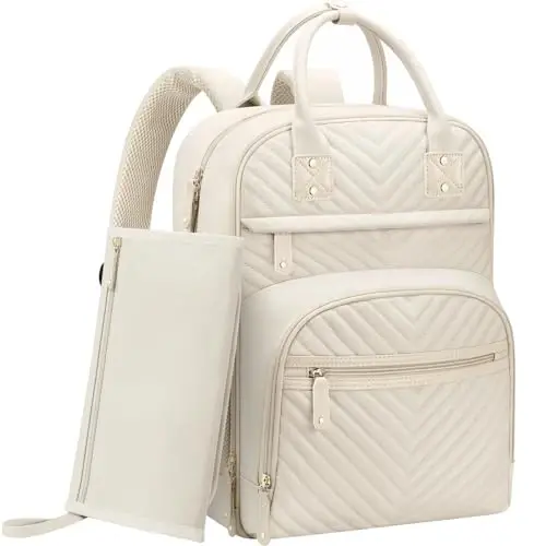 Tenot Diaper Bag Backpack for Women with Changing Pad, Baby Bag with Insulated Pockets Multifunctional Diaper Bags For Baby Girl Boy Waterproof Baby Bags For Boys Girls Maternity Bag Beige - TENOT