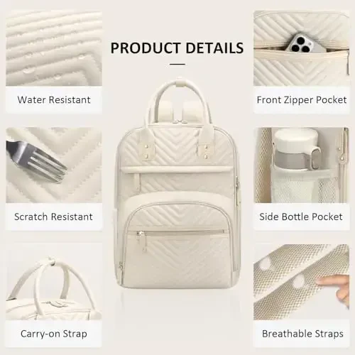 Tenot Diaper Bag Backpack for Women with Changing Pad, Baby Bag with Insulated Pockets Multifunctional Diaper Bags For Baby Girl Boy Waterproof Baby Bags For Boys Girls Maternity Bag Beige - 6