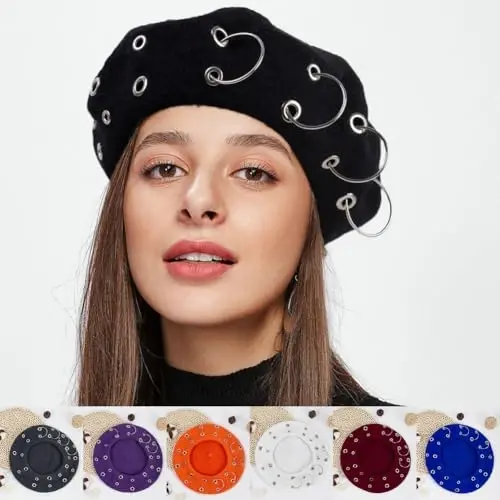 Beret Hats for Woman Women's British Style Beret Hat for Four Seasons Personality Style Punk Beret Hats for Ladies - 7