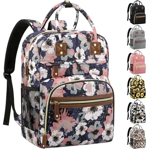 Diaper Bag Backpack Tote for Women Large Capacity, Multifunctional Waterproof Baby Bag with Insulated Pockets For Baby Girl Boy Mama, Maternity Bag Floral Painting - 1