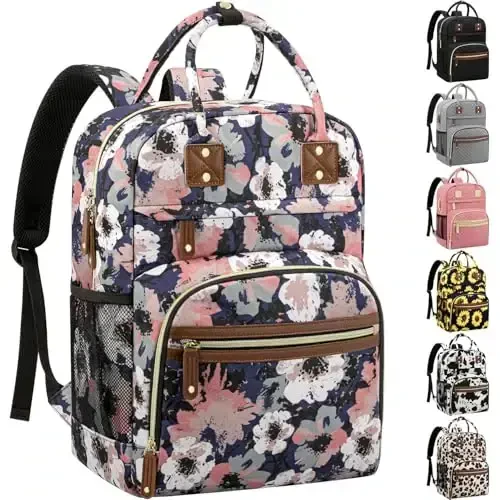 Diaper Bag Backpack Tote for Women Large Capacity, Multifunctional Waterproof Baby Bag with Insulated Pockets For Baby Girl Boy Mama, Maternity Bag Floral Painting - 1