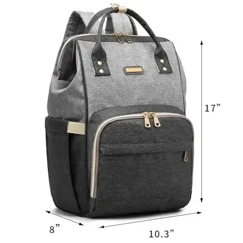 Diaper Bag Backpack for Women, Baby Bags for Girls,Diaper Bag with Changing Pad, and Insulated Pockets (Dark Grey +Light Grey) - 6