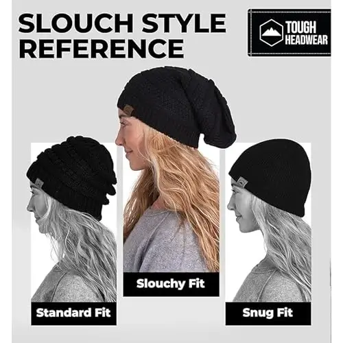 Tough Headwear Ribbed Beanie Hat - Four-Way Stretch Beanie for Women & Men - Lightweight, Soft Acrylic Knit Winter Hat - 6