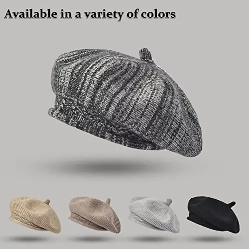 Beret Hat for Women, French Style Beanie Winter Fashion Warm Wool Lining Knit Cap - 6