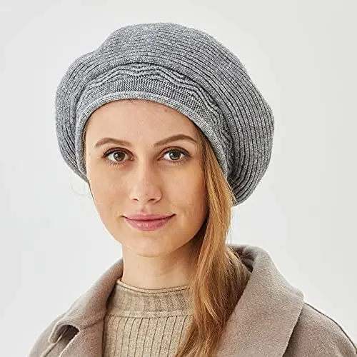 Beret Hat for Women, French Style Beanie Winter Fashion Warm Wool Lining Knit Cap - 4