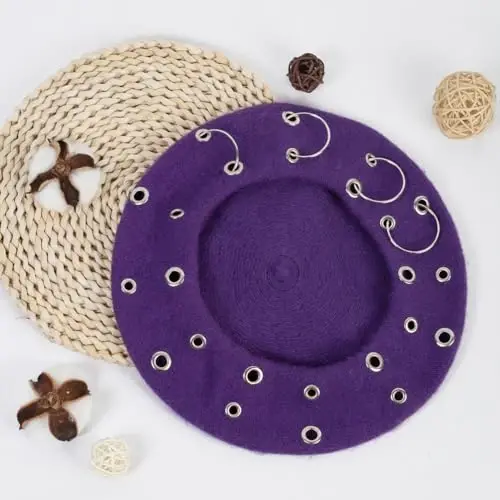 Beret Hats for Woman Women's British Style Beret Hat for Four Seasons Personality Style Punk Beret Hats for Ladies - 3