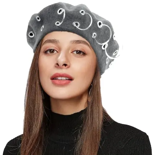 Beret Hats for Woman Women's British Style Beret Hat for Four Seasons Personality Style Punk Beret Hats for Ladies - 1