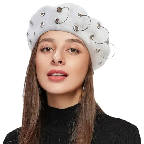 Beret Hats for Woman Women's British Style Beret Hat for Four Seasons Personality Style Punk Beret Hats for Ladies - 1