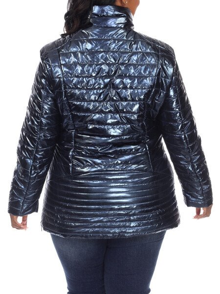 White Mark Women's Plus Size Metallic Puffer Coat- - 3