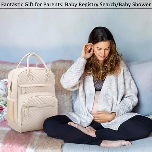 Diaper Bag Backpack Tote for Women Large Capacity, Baby Bag with Insulated Pockets Multifunctional Diaper Bags For Baby Girl Boy Waterproof Baby Bags For Boys Girls Maternity Bag Beige - 5