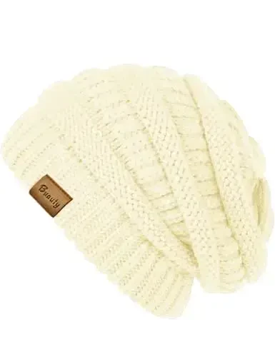 Slouchy Beanies for Women Cable Knit Winter Hats Ladies Gifts Chunky Skull Cap Thick Warm Stocking Caps for Cold Weather 