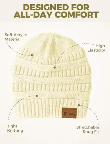 Slouchy Beanies for Women Cable Knit Winter Hats Ladies Gifts Chunky Skull Cap Thick Warm Stocking Caps for Cold Weather - 6