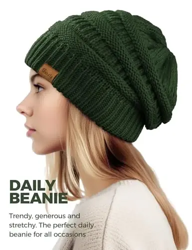 Slouchy Beanies for Women Cable Knit Winter Hats Ladies Gifts Chunky Skull Cap Thick Warm Stocking Caps for Cold Weather - 3
