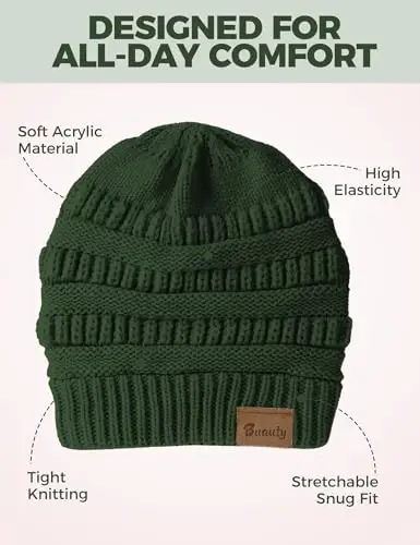 Slouchy Beanies for Women Cable Knit Winter Hats Ladies Gifts Chunky Skull Cap Thick Warm Stocking Caps for Cold Weather - 6