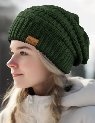Slouchy Beanies for Women Cable Knit Winter Hats Ladies Gifts Chunky Skull Cap Thick Warm Stocking Caps for Cold Weather - 7