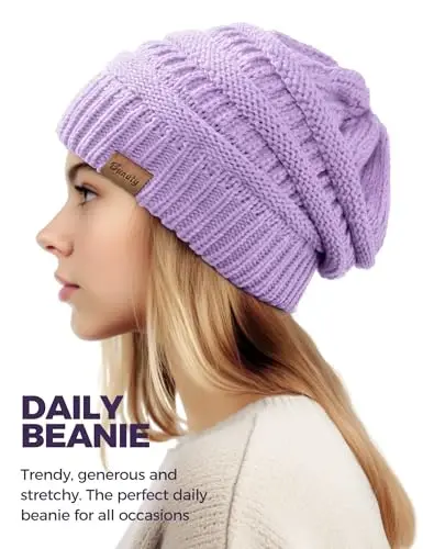 Slouchy Beanies for Women Cable Knit Winter Hats Ladies Gifts Chunky Skull Cap Thick Warm Stocking Caps for Cold Weather - 3