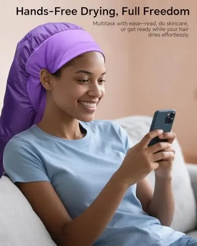 Boloye Hair Dryer Bonnet for Women, Large Bonnet Hooded Hair Dryer AttacModazoneent for Speeding Up Drying Time & Deep Conditioning, Fits All Head Sizes & Hair Styles, Purple (Large) - 2