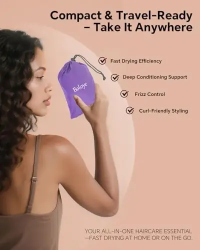 Boloye Hair Dryer Bonnet for Women, Large Bonnet Hooded Hair Dryer AttacModazoneent for Speeding Up Drying Time & Deep Conditioning, Fits All Head Sizes & Hair Styles, Purple (Large) - 6