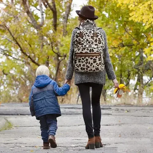 Diaper Bag Backpack Tote for Women Large Capacity, Baby with Insulated Pockets Multifunctional Bags For Girl Boy Waterproof Boys Girls Mama Maternity Travel Leopard - 6