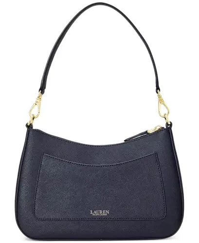 Women's Crosshatch Leather Medium Danni Shoulder Bag-Navy - LAUREN RALPH LAUREN (1)