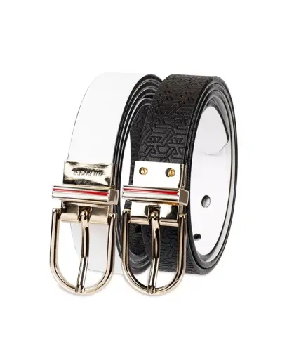 Women's Reversible Dress Casual Belt - White, Black - 3