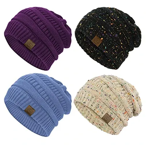 Durio Beanie Hats for Women - Slouchy Beanies Unisex Warm Winter Caps Soft Breathable & Cozy Stretchy Knitted Cuffed Cap - DURIO