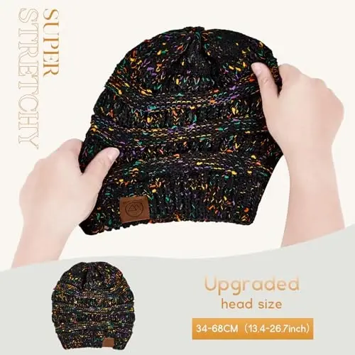 Durio Beanie Hats for Women - Slouchy Beanies Unisex Warm Winter Caps Soft Breathable & Cozy Stretchy Knitted Cuffed Cap - 2