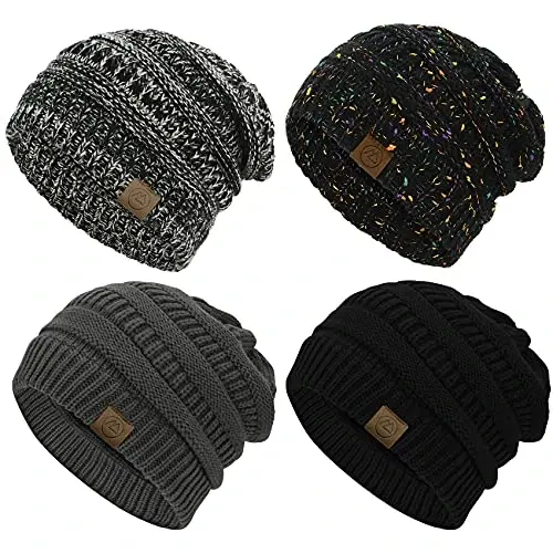 Durio Beanie Hats for Women - Slouchy Beanies Unisex Warm Winter Caps Soft Breathable & Cozy Stretchy Knitted Cuffed Cap - 1