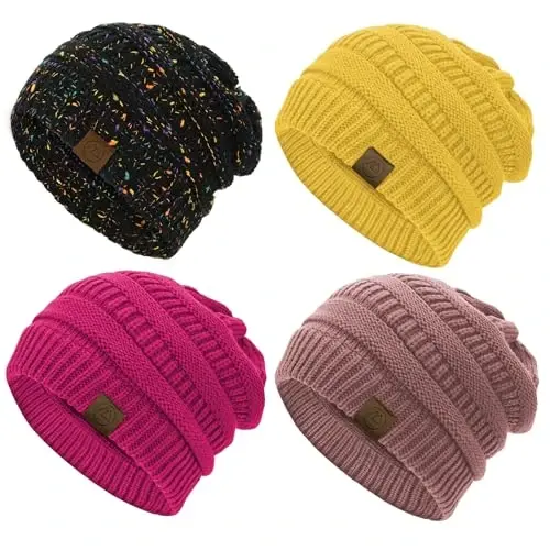 Durio Beanie Hats for Women - Slouchy Beanies Unisex Warm Winter Caps Soft Breathable & Cozy Stretchy Knitted Cuffed Cap - 1