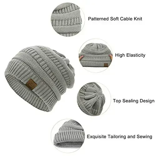 Durio Beanie Hats for Women - Slouchy Beanies Unisex Warm Winter Caps Soft Breathable & Cozy Stretchy Knitted Cuffed Cap - 2