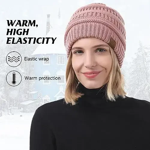 Durio Beanie Hats for Women - Slouchy Beanies Unisex Warm Winter Caps Soft Breathable & Cozy Stretchy Knitted Cuffed Cap - 3