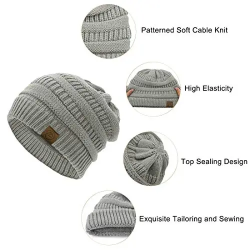 Durio Beanie Hats for Women - Slouchy Beanies Unisex Warm Winter Caps Soft Breathable & Cozy Stretchy Knitted Cuffed Cap - 2