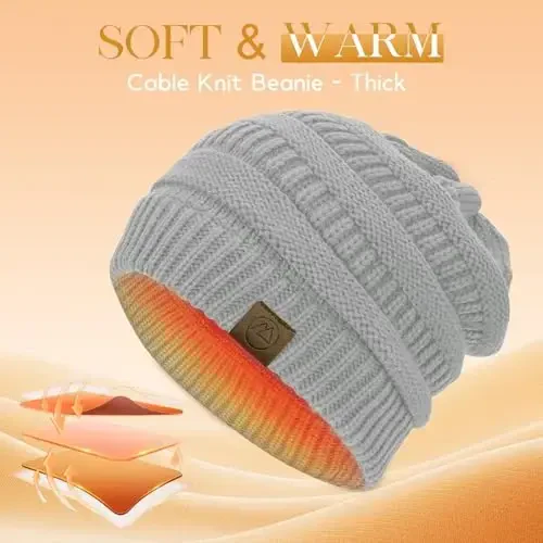 Durio Beanie Hats for Women - Slouchy Beanies Unisex Warm Winter Caps Soft Breathable & Cozy Stretchy Knitted Cuffed Cap - 3