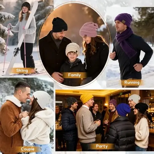 Durio Beanie Hats for Women - Slouchy Beanies Unisex Warm Winter Caps Soft Breathable & Cozy Stretchy Knitted Cuffed Cap - 6