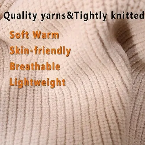 Facecozy Winter Hats for Women, Wool Blend Hooded Scarf Hat for Women Balaclava Knit Skull Cap Beanie Hat Men Neck Gaiters - 4