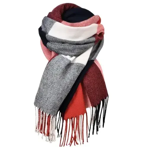 fauson Winter Scarf for Women, Winter Warm Women's Scarves, CasModazoneere Blanket Scarf Classic Tassel Plaid - WINTER
