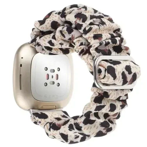 Adjustable Scrunchies Bands Compatible with Fitbit Versa 3/Versa 4/Sense/Sense 2 Bands for Women,Stretchy Wristband Comfy Elastic Scrunchy Smart Watch Band Soft Cloth Fabric Strap - Adjustable (1)