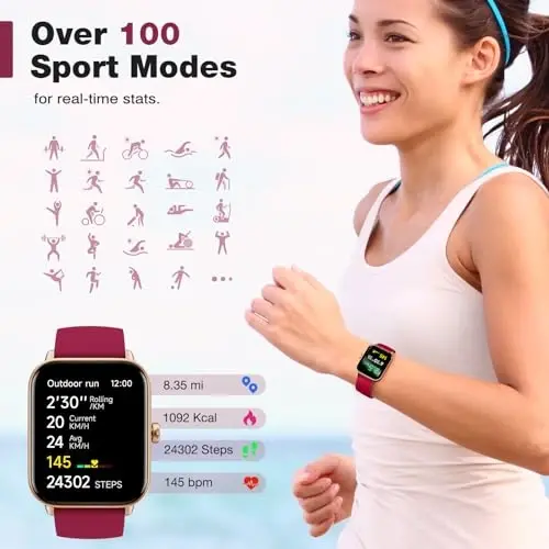 Fitpolo Smart Watch for Women,1.8” Touchscreen, Bluetooth Call, Alexa Built-in,24/7 Heart Rate SpO2 Monitor,Step Counting,Sleep Tracking, IP68 Waterproof Fitness Tracker Watch for Android iPhone - 7