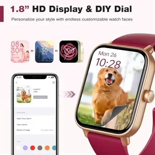 Fitpolo Smart Watch for Women,1.8” Touchscreen, Bluetooth Call, Alexa Built-in,24/7 Heart Rate SpO2 Monitor,Step Counting,Sleep Tracking, IP68 Waterproof Fitness Tracker Watch for Android iPhone - 3