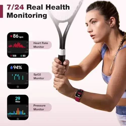 Fitpolo Smart Watch for Women,1.8” Touchscreen, Bluetooth Call, Alexa Built-in,24/7 Heart Rate SpO2 Monitor,Step Counting,Sleep Tracking, IP68 Waterproof Fitness Tracker Watch for Android iPhone - 5