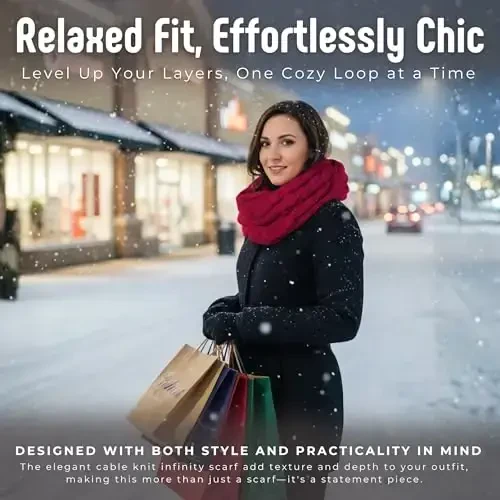 Funky Junque Infinity Scarf for Women – Oversized Chunky Winter Scarf, Colorful Fall Scarves, Soft Sweater Wrap Cozy Style - 4