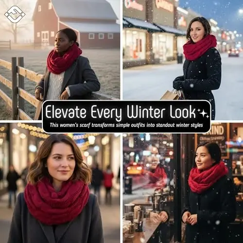 Funky Junque Infinity Scarf for Women – Oversized Chunky Winter Scarf, Colorful Fall Scarves, Soft Sweater Wrap Cozy Style - 5