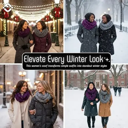 Funky Junque Infinity Scarf for Women – Oversized Chunky Winter Scarf, Colorful Fall Scarves, Soft Sweater Wrap Cozy Style - 4