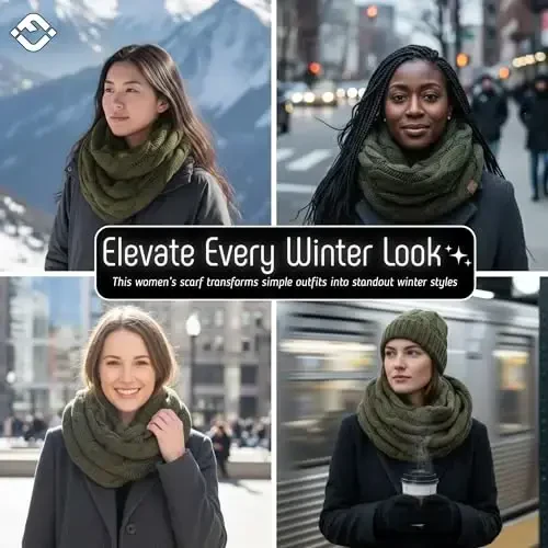 Funky Junque Infinity Scarf for Women – Oversized Chunky Winter Scarf, Colorful Fall Scarves, Soft Sweater Wrap Cozy Style - 6