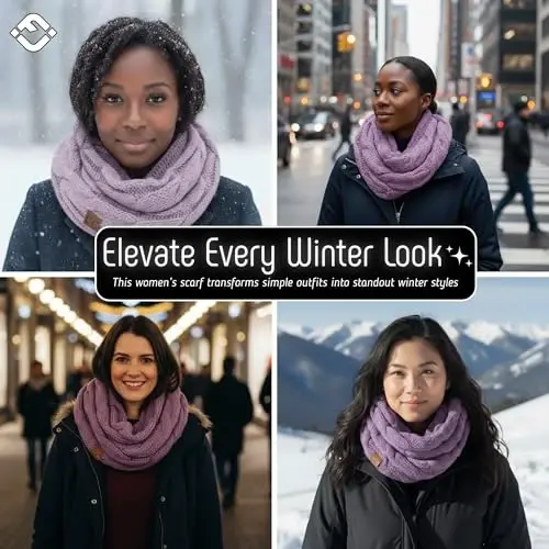 Funky Junque Infinity Scarf for Women – Oversized Chunky Winter Scarf, Colorful Fall Scarves, Soft Sweater Wrap Cozy Style - 5