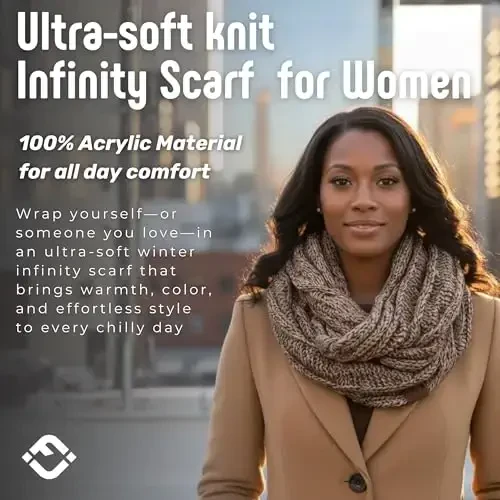 Funky Junque Infinity Scarf for Women – Oversized Chunky Winter Scarf, Colorful Fall Scarves, Soft Sweater Wrap Cozy Style - 2