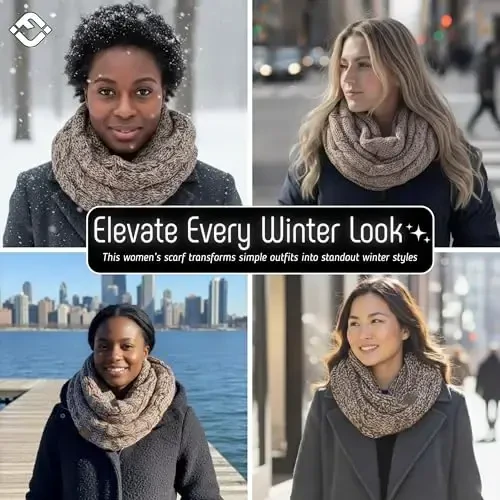 Funky Junque Infinity Scarf for Women – Oversized Chunky Winter Scarf, Colorful Fall Scarves, Soft Sweater Wrap Cozy Style - 5