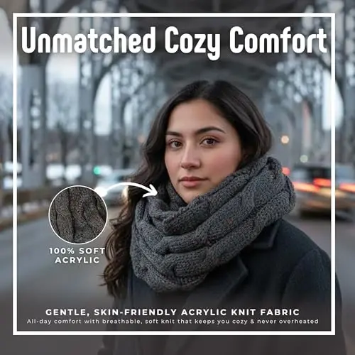 Funky Junque Infinity Scarf for Women – Oversized Chunky Winter Scarf, Colorful Fall Scarves, Soft Sweater Wrap Cozy Style - 3