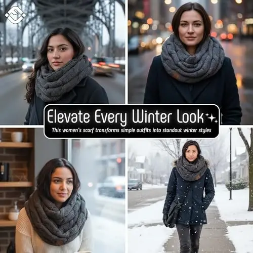 Funky Junque Infinity Scarf for Women – Oversized Chunky Winter Scarf, Colorful Fall Scarves, Soft Sweater Wrap Cozy Style - 5